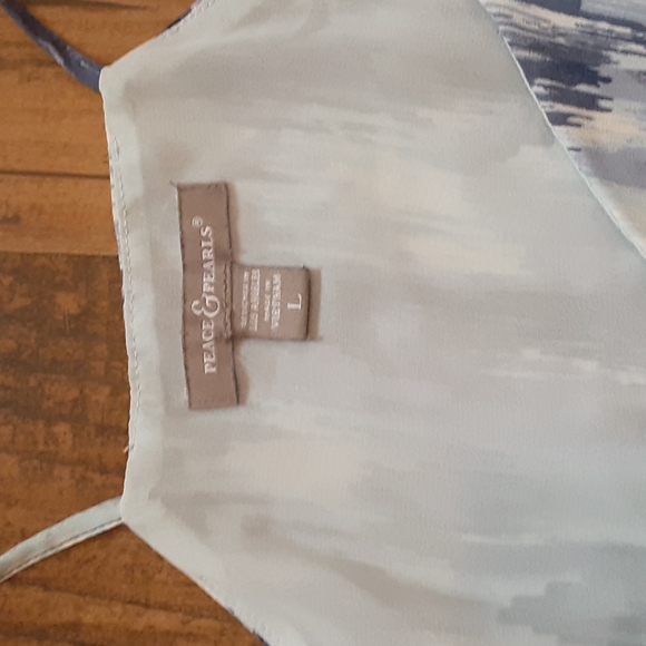 NWOT Blue Verigated Racerback Blouse Lined L - Picture 5 of 7